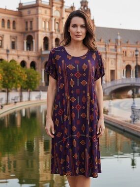 LuLaRoe Boho Inspired Striking Rich Plum with a Striking Geometric Print